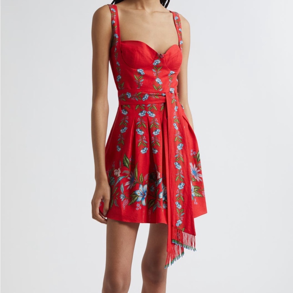 FARM Rio Sweet Bloom Bouquet Linen Blend Minidress Size Small NWT
